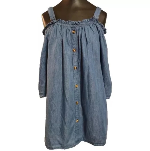 Speed Limit MPH Women's Denim Blouse Sz 2X Med Wash Boho Chic Peasant Hippie NWT - Picture 1 of 11